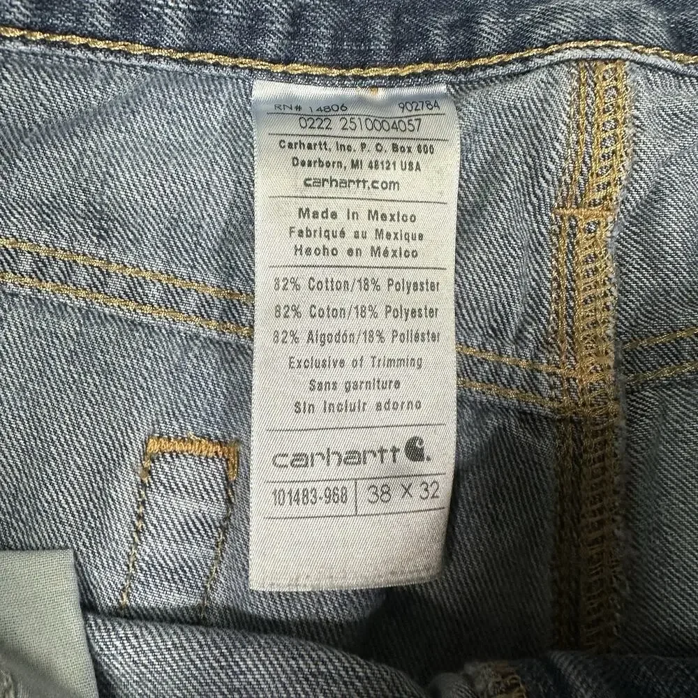 Carhartt Jeans Mens 38x32 Relaxed Fit Blue Denim 101483-968